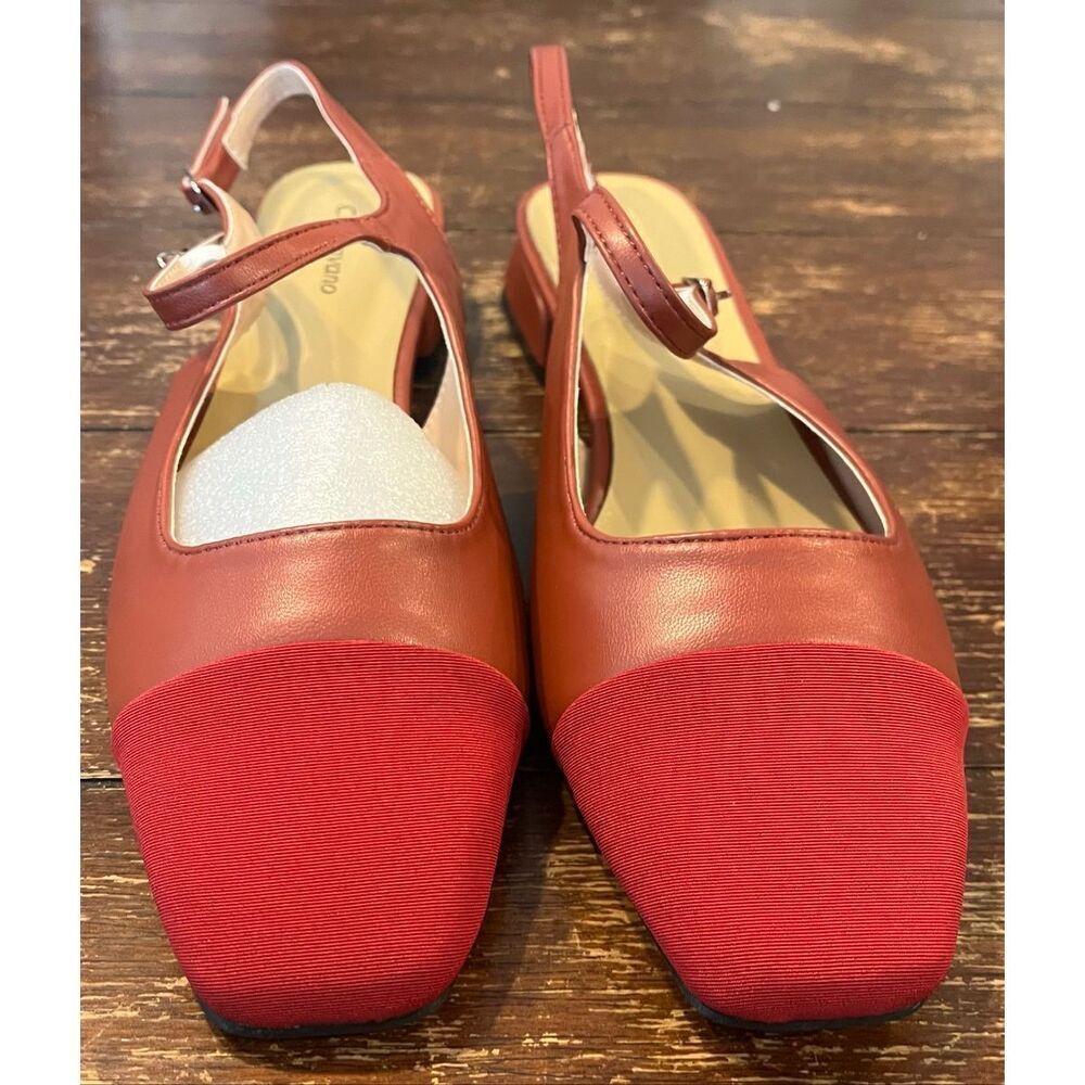 C.Paravano Square Toe Slingback Sandals for Women - Size 9